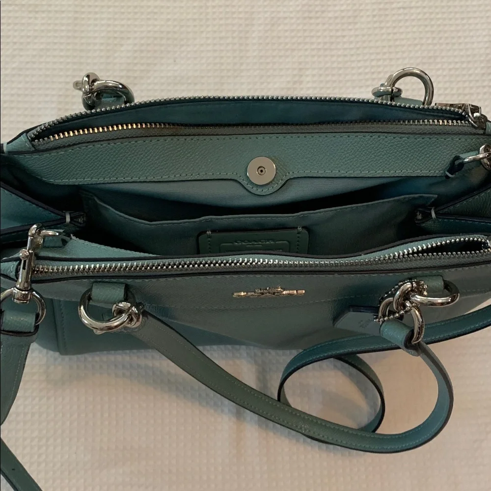 Coach Aqua Leather Shoulder Bag with long crossbody strap